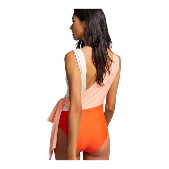 Paper LONDON Colorblock Orange Cream Swimsuit with‎ Wrap Detail Size - Picture 3 of 16